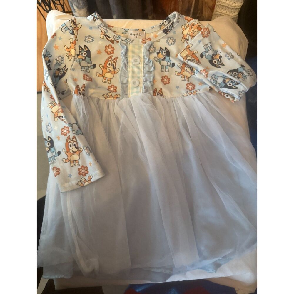 Boutique Bluey Tulle Long Sleeve Dress Toddler Girl Size 2 EUC
